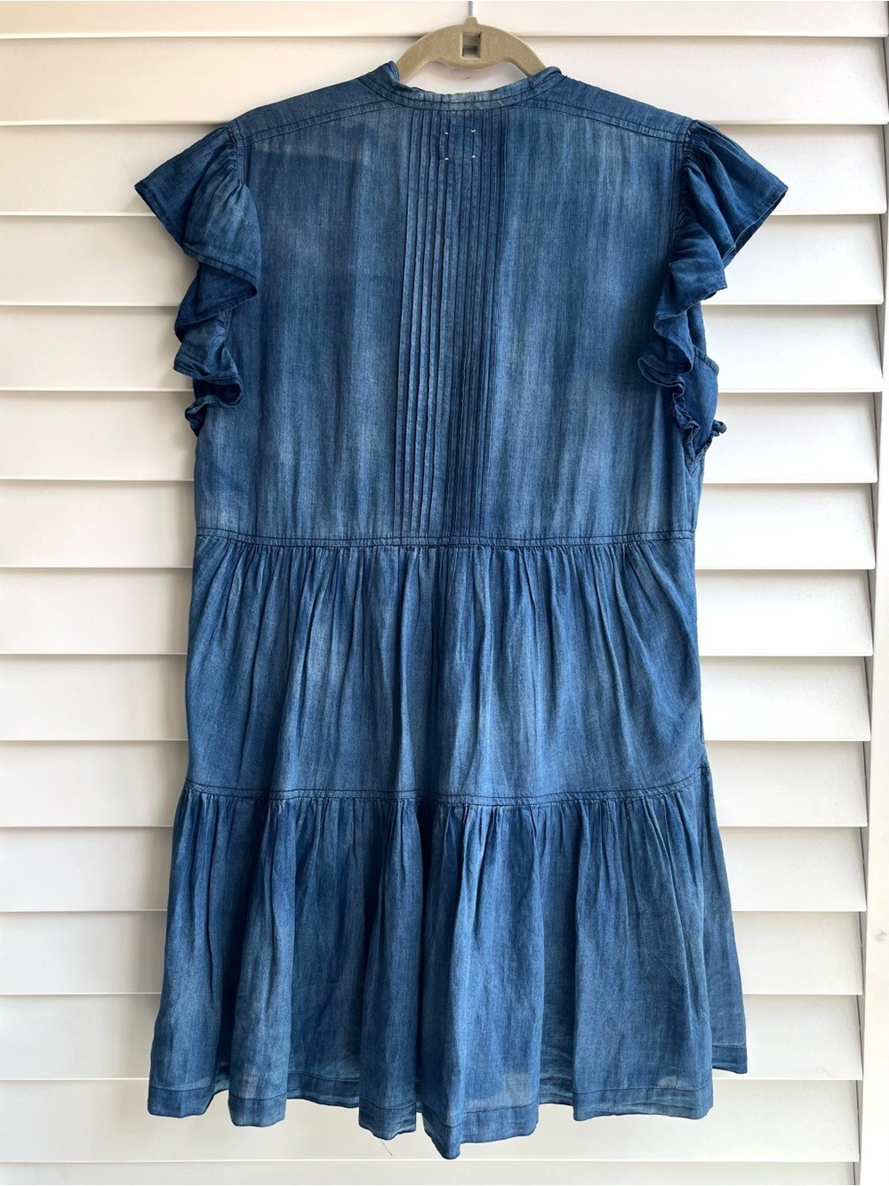 Rebecca Taylor La Vir Pleated Chambray Tie-Neck Dress - Picture 5 of 11